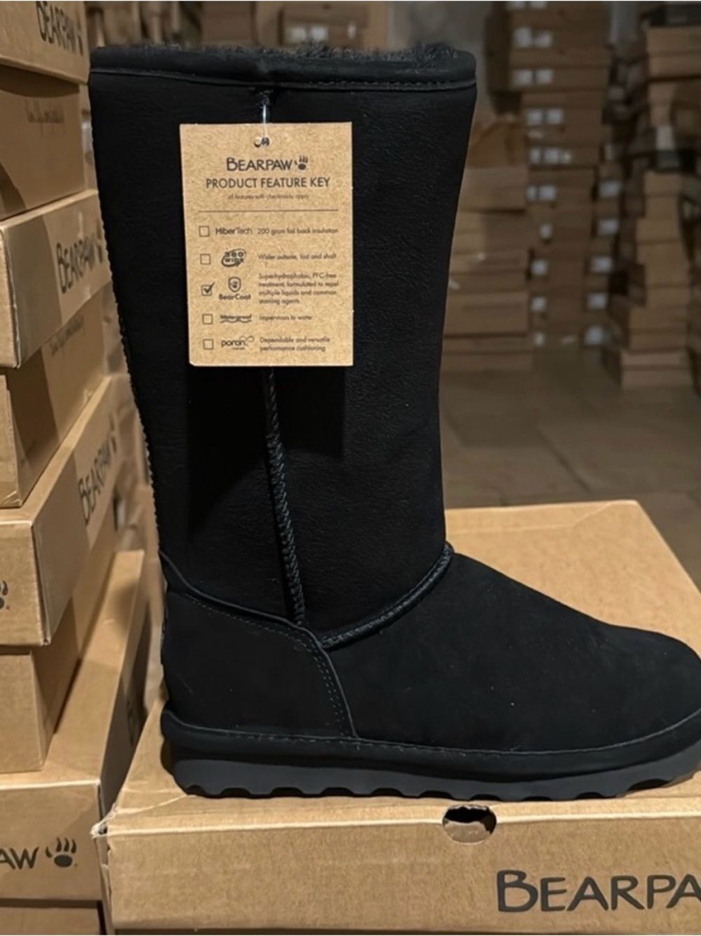 BearPaw Black Suede Mid-Calf Boot